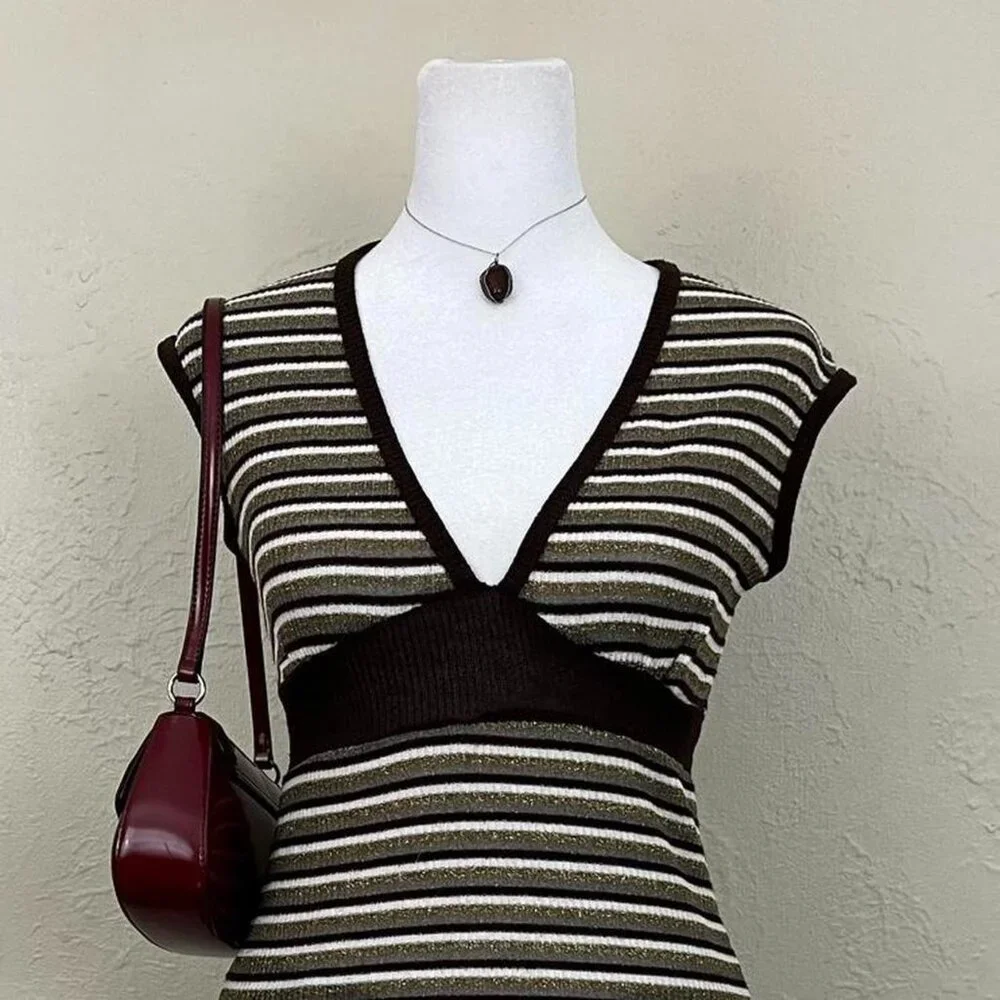 y2k girly boho downtown it girl knit top - Picture 4 of 7